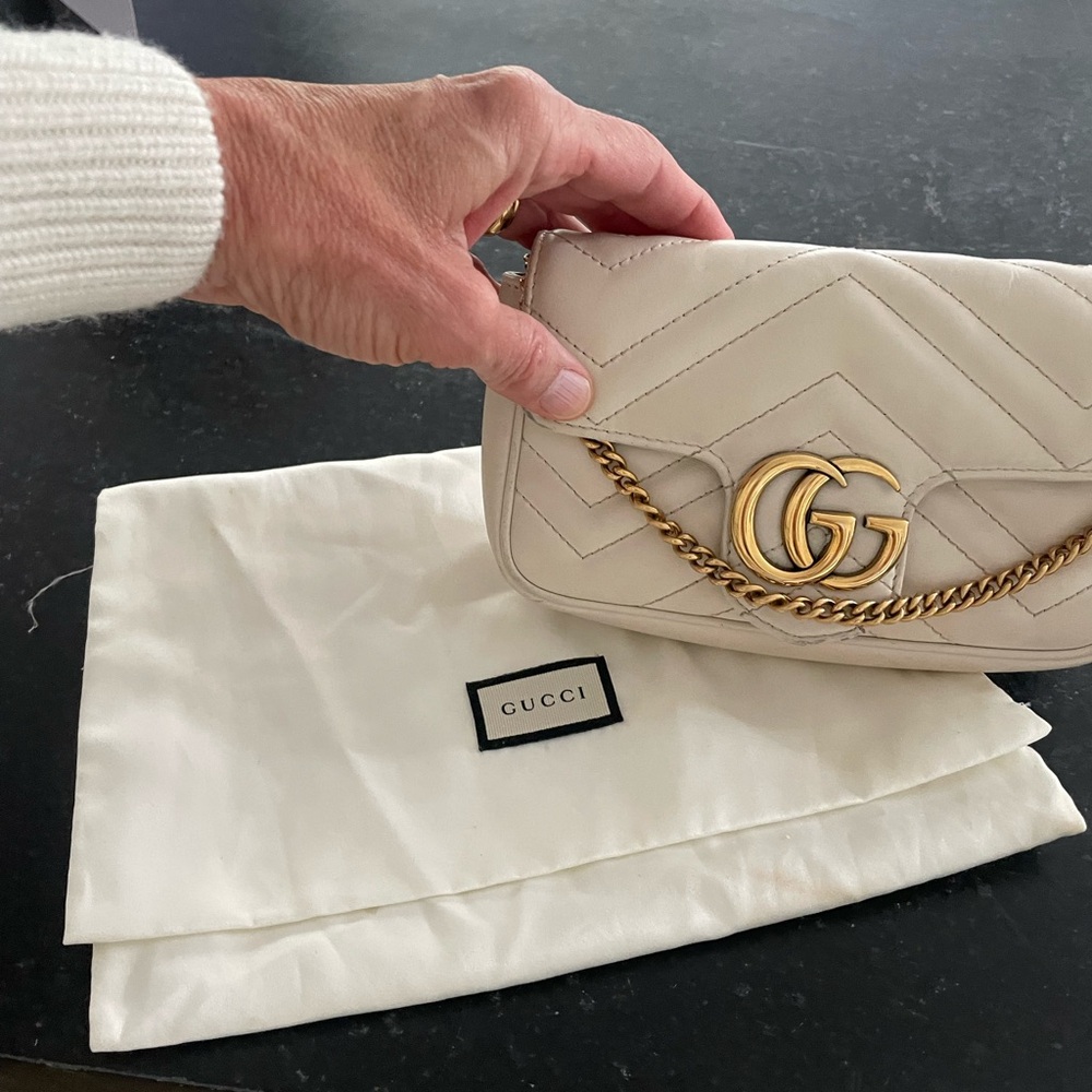 Gucci GG Cream Quilted Leather Bag